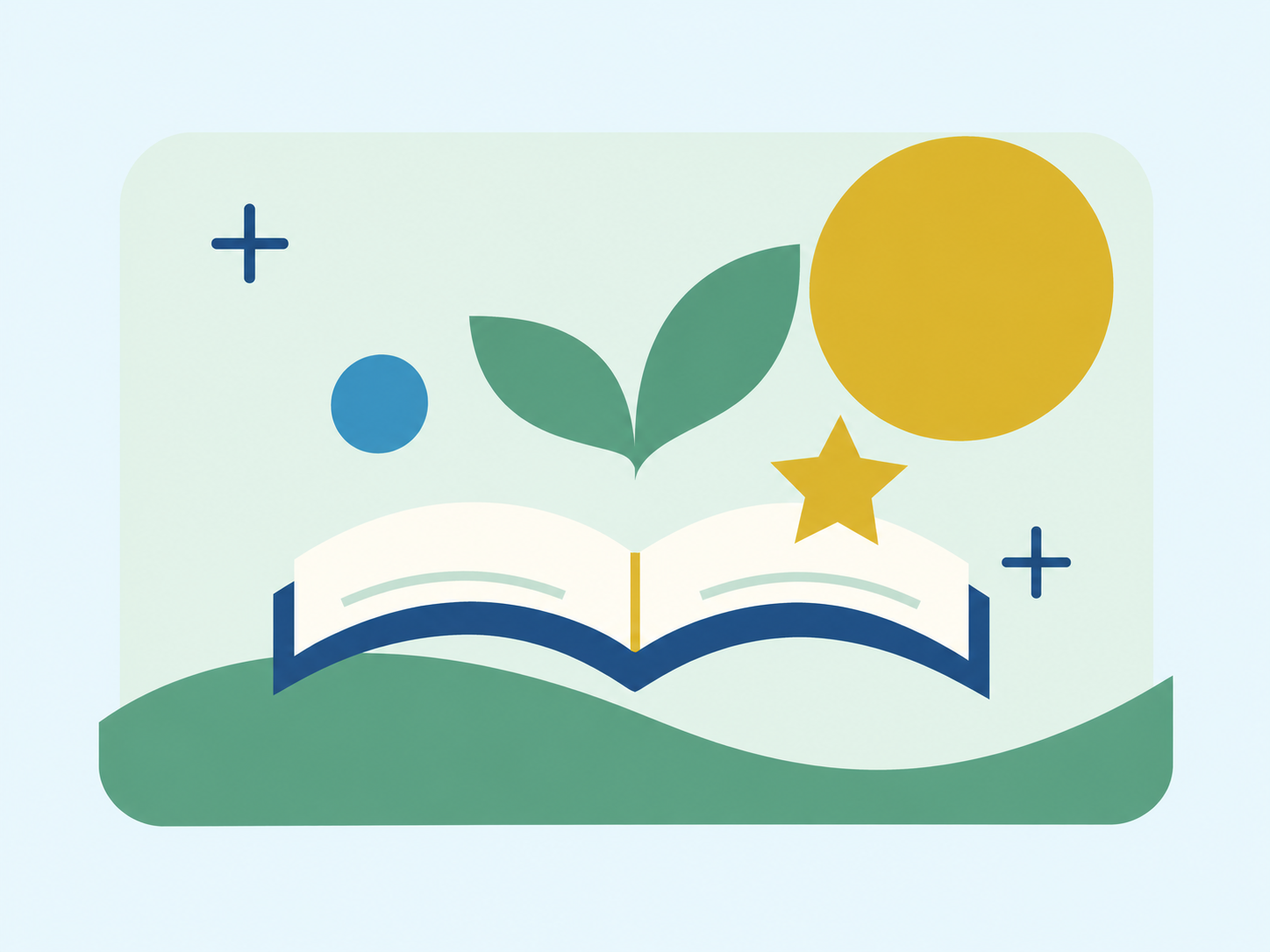 Livro aberto com folhas, simbolizando aprendizagem e crescimento.